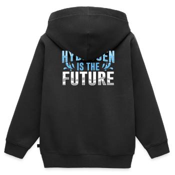 L’hydrogène est l’élément d’avenir L’hydrogène - Sweat Premium à capuche zippé enfant bio - noir - Dos - AI Model Kid Male (0cm)
