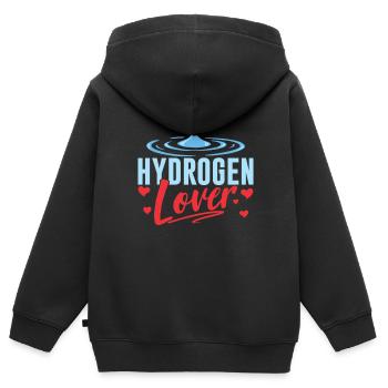 Amateur d’hydrogène Élément énergétique Hydrogène - Sweat Premium à capuche zippé enfant bio - noir - Dos - AI Model Kid Male (0cm)