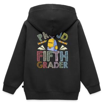 Proud Fifth Grader School 5th Grade Fifth - Sweat Premium à capuche zippé enfant bio - noir - Dos - AI Model Kid Male (0cm)