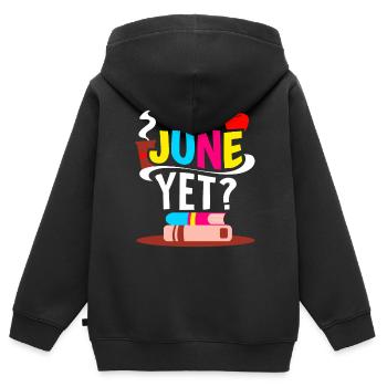 C’est déjà juin Rentrée Rentrée Rentrée - Sweat Premium à capuche zippé enfant bio - noir - Dos - AI Model Kid Male (0cm)