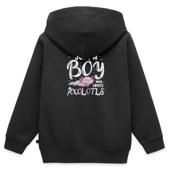 Axolotl Wassertier Wasser Geschenk - Kinder Premium Organic Zip Hoodie - Schwarz - Hinten - AI Model Kid Male (0cm)