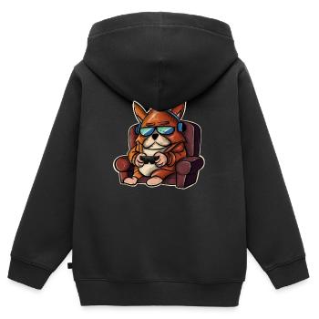 Jeu de chien Joueur Joueurs Joueurs - Sweat Premium à capuche zippé enfant bio - noir - Dos - AI Model Kid Male (0cm)