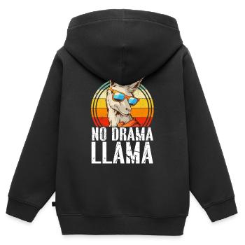 Pas de drame LLama - Sweat Premium à capuche zippé enfant bio - noir - Dos - AI Model Kid Male (0cm)