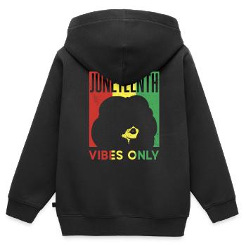 Nur Juneteenth Vibes Black African American 1865 - Kinder Premium Organic Zip Hoodie - Schwarz - Hinten - AI Model Kid Male (0cm)