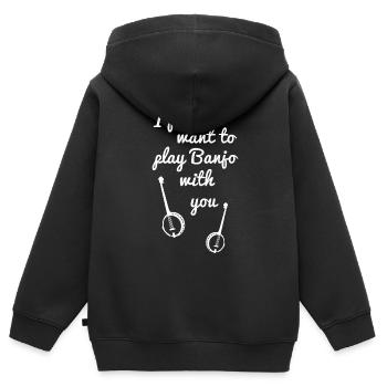 Chemises Banjo Pour Hommes Bluegrass Appalachia Folk - Sweat Premium à capuche zippé enfant bio - noir - Dos - AI Model Kid Male (0cm)