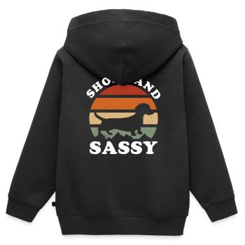 Dachshund Geschenk Dixie Wiener Doxie Dackel - Kinder Premium Organic Zip Hoodie - Schwarz - Hinten - AI Model Kid Male (0cm)