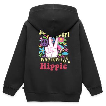 Hippie Peace Groovy Flowerpower Boho Woodstock - Kinder Premium Organic Zip Hoodie - Schwarz - Hinten - AI Model Kid Male (0cm)