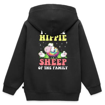 Hippie Peace Groovy Flowerpower Boho Woodstock - Kinder Premium Organic Zip Hoodie - Schwarz - Hinten - AI Model Kid Male (0cm)
