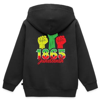 1865 Juneteenth Afrika Afro-Américain noir - Sweat Premium à capuche zippé enfant bio - noir - Dos - AI Model Kid Male (0cm)
