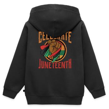 Feiert Den Juneteenth African American Black 1865 - Kinder Premium Organic Zip Hoodie - Schwarz - Hinten - AI Model Kid Male (0cm)