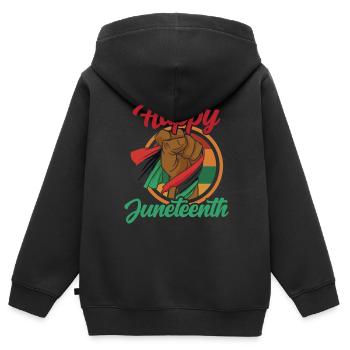 Fröhlicher Juneteenth Black African American 1865 - Kinder Premium Organic Zip Hoodie - Schwarz - Hinten - AI Model Kid Male (0cm)