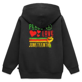Frieden Liebe Juneteenth Black African American - Kinder Premium Organic Zip Hoodie - Schwarz - Hinten - AI Model Kid Male (0cm)