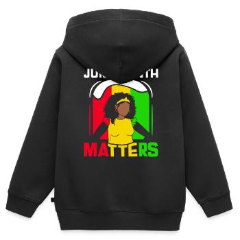 Juneteenth Matters African American Black 1865 - Kinder Premium Organic Zip Hoodie - Schwarz - Hinten - AI Model Kid Male (0cm)