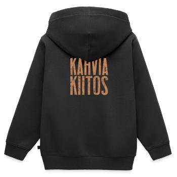 Café - Sweat Premium à capuche zippé enfant bio - noir - Dos - AI Model Kid Male (0cm)