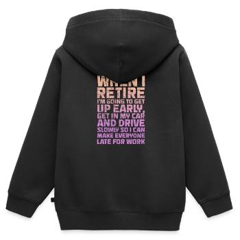 Ruhestand - Kinder Premium Organic Zip Hoodie - Schwarz - Hinten - AI Model Kid Male (0cm)