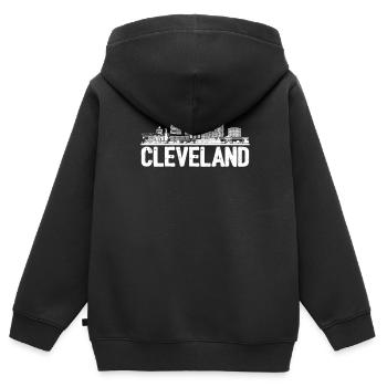 Cleveland Skyline - Kinder Premium Organic Zip Hoodie - Schwarz - Hinten - AI Model Kid Male (0cm)