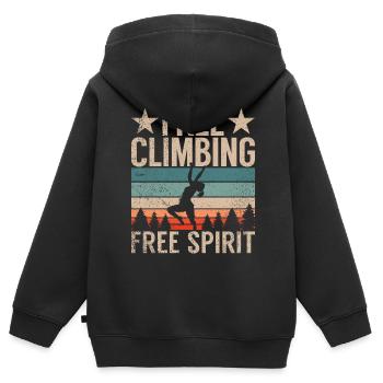 Free Climbing Bergsteiger & Bouldern Freeclimbing - Kinder Premium Organic Zip Hoodie - Schwarz - Hinten - AI Model Kid Male (0cm)