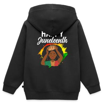 Fröhlicher Juneteenth African American Black 1865 - Kinder Premium Organic Zip Hoodie - Schwarz - Hinten - AI Model Kid Male (0cm)