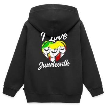 Ich Liebe Den Juneteenth Black African American - Kinder Premium Organic Zip Hoodie - Schwarz - Hinten - AI Model Kid Male (0cm)