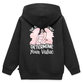 La balance ne détermine pas votre valeur bodyshaming - Sweat Premium à capuche zippé enfant bio - noir - Dos - AI Model Kid Male (0cm)