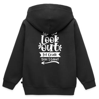 Aufgepasst 1 Klasse Ich Komme Erste Klasse - Kinder Premium Organic Zip Hoodie - Schwarz - Hinten - AI Model Kid Male (0cm)