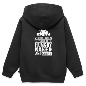 Ohne Landwirte Wärst Du Hungrig Nackt Und Nüchtern - Kinder Premium Organic Zip Hoodie - Schwarz - Hinten - AI Model Kid Male (0cm)