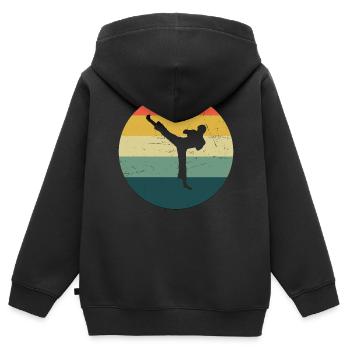 Kickboxing Kickboxer Kickboxing Femmes - Sweat Premium à capuche zippé enfant bio - noir - Dos - AI Model Kid Male (0cm)