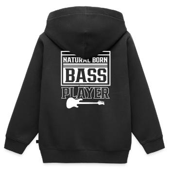 Le bassiste né musicien basse guitare basse - Sweat Premium à capuche zippé enfant bio - noir - Dos - AI Model Kid Male (0cm)