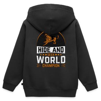 Versteck-Weltmeister - Kinder Premium Organic Zip Hoodie - Schwarz - Hinten - AI Model Kid Male (0cm)