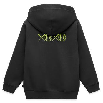 Softball - Sweat Premium à capuche zippé enfant bio - noir - Dos - AI Model Kid Male (0cm)