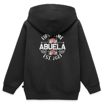Tante enceinte - Sweat Premium à capuche zippé enfant bio - noir - Dos - AI Model Kid Male (0cm)