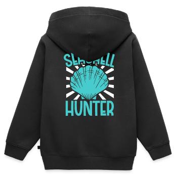 Seashell Hunter - Moules - Sweat Premium à capuche zippé enfant bio - noir - Dos - AI Model Kid Male (0cm)