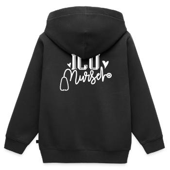 Infirmière en soins intensifs Soins intensifs - Sweat Premium à capuche zippé enfant bio - noir - Dos - AI Model Kid Male (0cm)