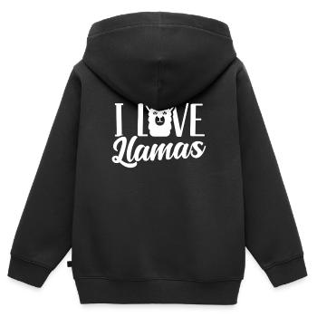 J’aime Lamas Lama Animal Lama Dictons - Sweat Premium à capuche zippé enfant bio - noir - Dos - AI Model Kid Male (0cm)