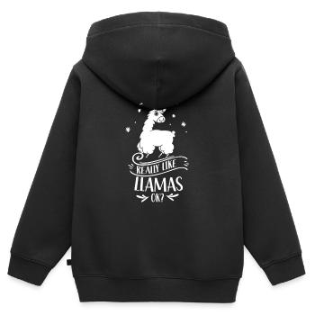 J’aime beaucoup les lamas llama llama l’animal lama - Sweat Premium à capuche zippé enfant bio - noir - Dos - AI Model Kid Male (0cm)