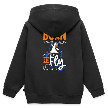 Cygne chez Aerial Silks - Sweat Premium à capuche zippé enfant bio - noir - Dos - AI Model Kid Male (0cm)