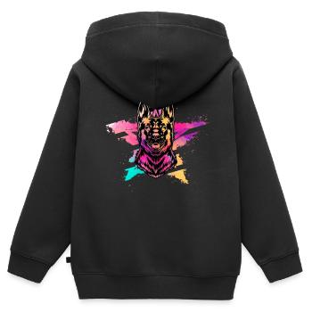Deutscher Schäferhund - Kinder Premium Organic Zip Hoodie - Schwarz - Hinten - AI Model Kid Male (0cm)