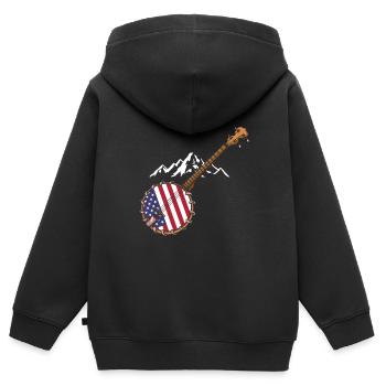 Chemises Banjo Pour Hommes Bluegrass Appalachia Folk - Sweat Premium à capuche zippé enfant bio - noir - Dos - AI Model Kid Male (0cm)