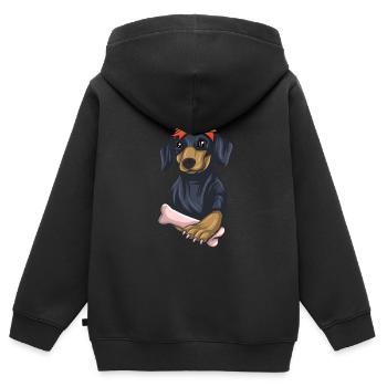 Dachshund Geschenk Dixie Wiener Doxie Dackel - Kinder Premium Organic Zip Hoodie - Schwarz - Hinten - AI Model Kid Male (0cm)