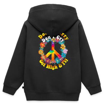 Hippie - Sweat Premium à capuche zippé enfant bio - noir - Dos - AI Model Kid Male (0cm)
