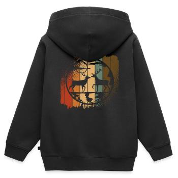 Reh - Kinder Premium Organic Zip Hoodie - Schwarz - Hinten - AI Model Kid Male (0cm)