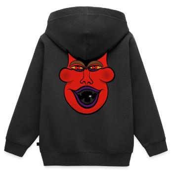 Teufel Motiv Teufelchen - Kinder Premium Organic Zip Hoodie - Schwarz - Hinten - AI Model Kid Male (0cm)