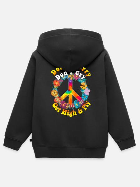Hippie - Kinder Premium Organic Zip Hoodie - Schwarz