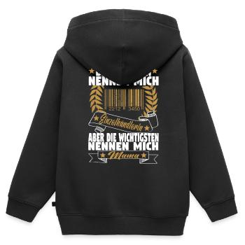 Verkäuferin Muttertag Einzelhandel Verkäufer - Kinder Premium Organic Zip Hoodie - Schwarz - Hinten - AI Model Kid Male (0cm)