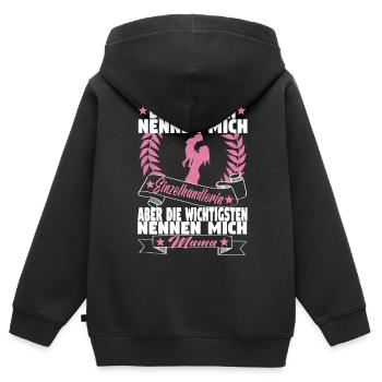 Verkäuferin Muttertag Einzelhandel Verkäufer - Kinder Premium Organic Zip Hoodie - Schwarz - Hinten - AI Model Kid Male (0cm)