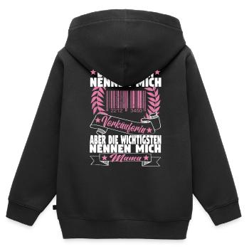Verkäuferin Muttertag Einzelhandel Verkäufer - Kinder Premium Organic Zip Hoodie - Schwarz - Hinten - AI Model Kid Male (0cm)