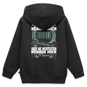 Verkäufer Vatertag Einzelhandel Einzelhändler Papa - Kinder Premium Organic Zip Hoodie - Schwarz - Hinten - AI Model Kid Male (0cm)