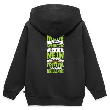 Müde und schmutzig - Drillinge - Kinder Premium Organic Zip Hoodie - Schwarz - Hinten - AI Model Kid Male (0cm)