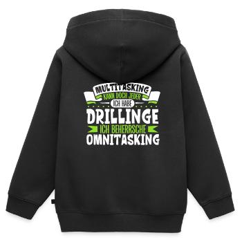 Multitasking kann jeder - Vater von Drillingen - Kinder Premium Organic Zip Hoodie - Schwarz - Hinten - AI Model Kid Male (0cm)