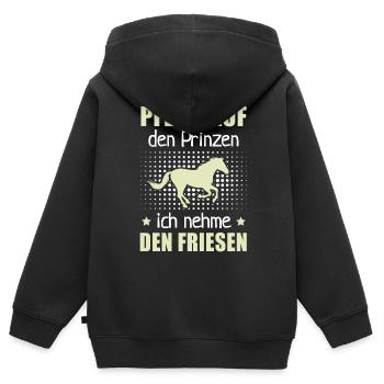 Pfeife Prinzen Nehme Friesen Pferderassen Geschenk - Kinder Premium Organic Zip Hoodie - Schwarz - Hinten - AI Model Kid Male (0cm)